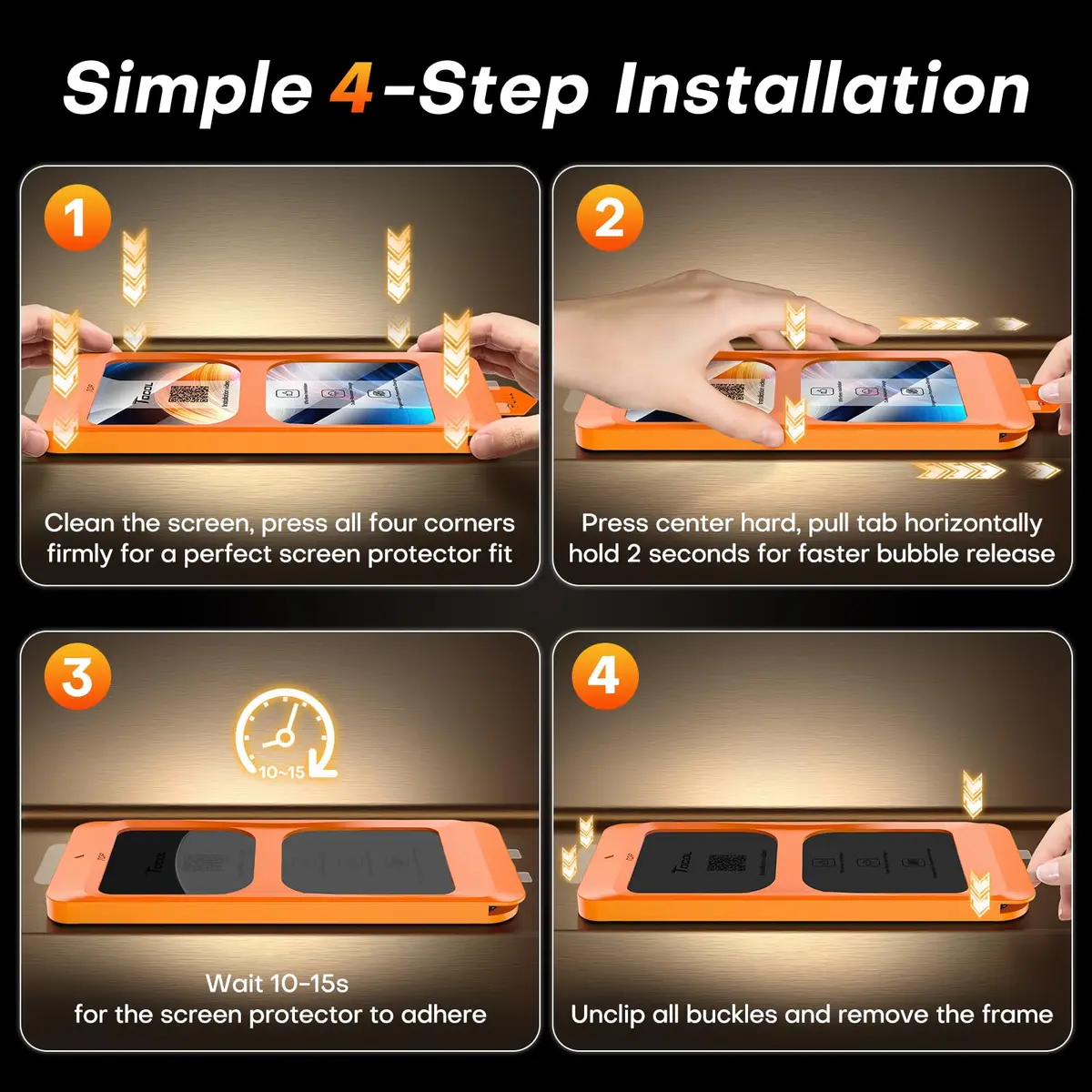 TOCOL iPhone 15 Screen Protector 6.1" | Easy Auto Installation & Impact Protection - view 7
