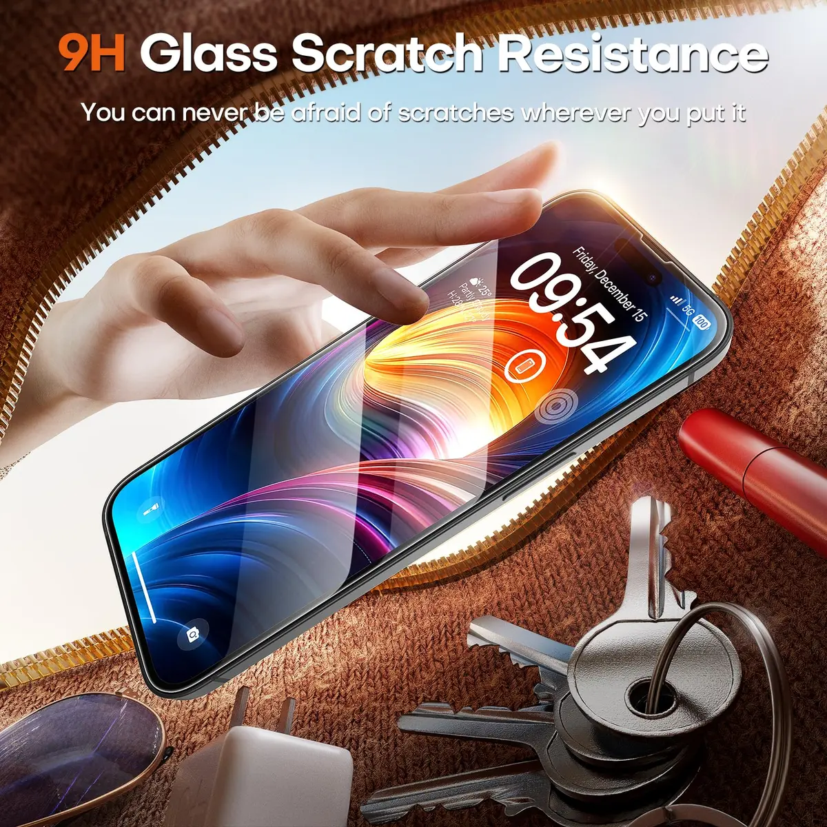 TOCOL iPhone 15 Screen Protector 6.1" | Easy Auto Installation & Impact Protection - view 3