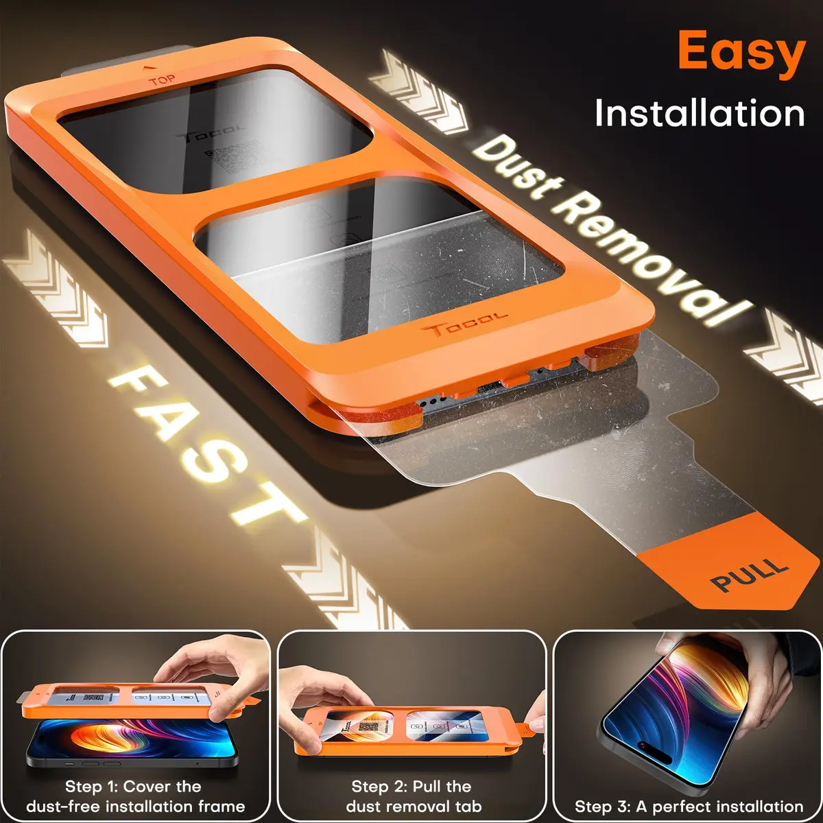 TOCOL iPhone 15 Screen Protector 6.1" | Easy Auto Installation & Impact Protection - view 4
