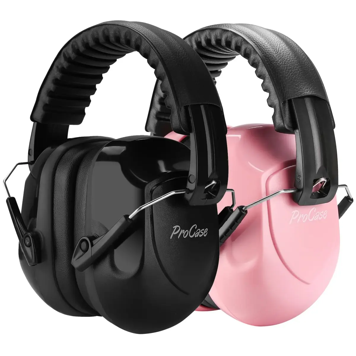 ProCase NRR 28dB Passive Noise Reduction Earmuffs (2-Pack, Pink & Black) | ANSI S3.19 Certified for Shooting, Construction, Study - main product image