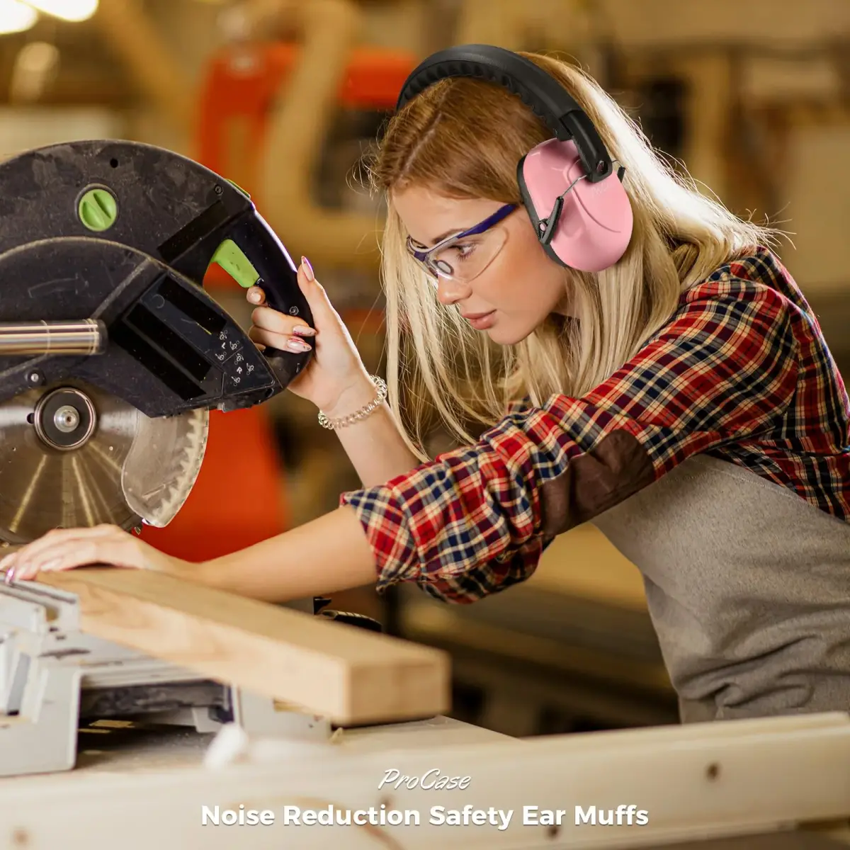 ProCase NRR 28dB Passive Noise Reduction Earmuffs (2-Pack, Pink & Black) | ANSI S3.19 Certified for Shooting, Construction, Study - view 4