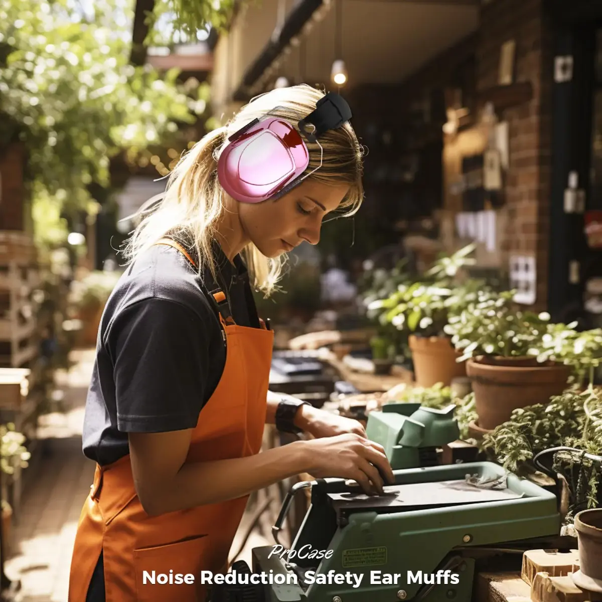 ProCase NRR 28dB Passive Noise Reduction Earmuffs | Adjustable Metal Frame, Foldable Design, Pink - view 6