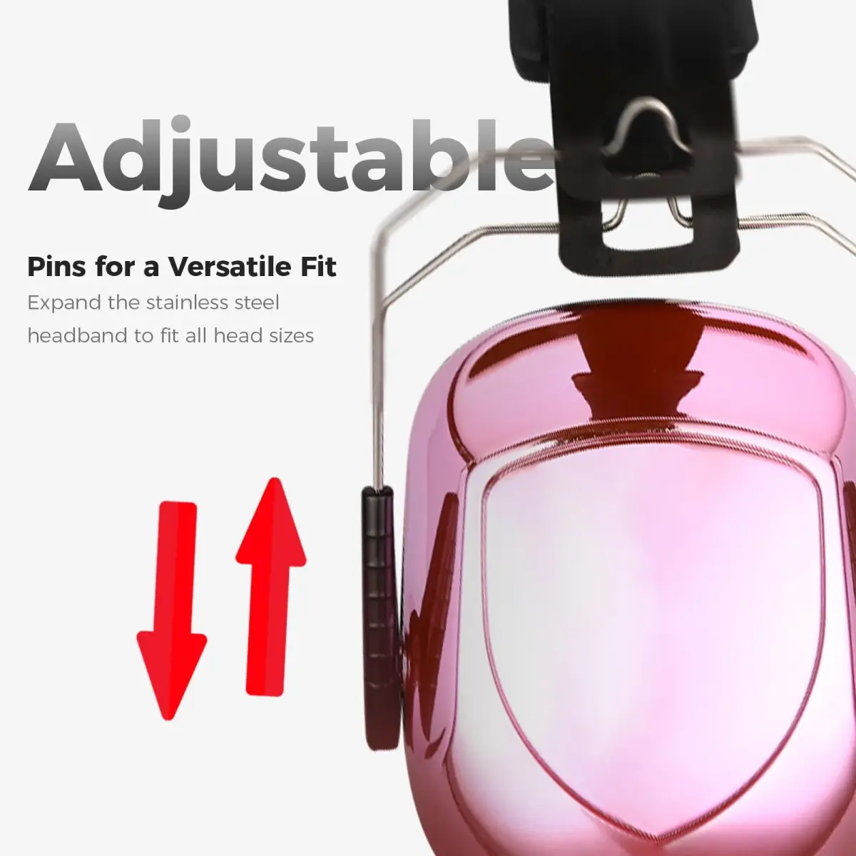 ProCase NRR 28dB Passive Noise Reduction Earmuffs | Adjustable Metal Frame, Foldable Design, Pink - view 3