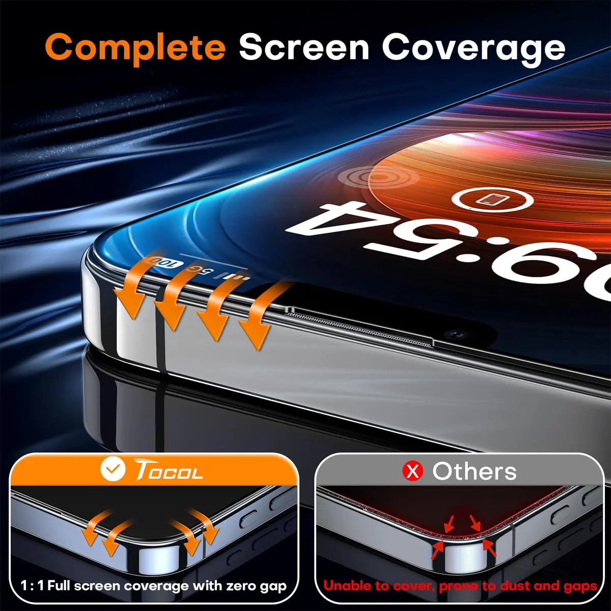 TOCOL iPhone 14 Screen Protector 6.1" | Auto-Install, 9H+ Impact & Scratch Resistance - view 5