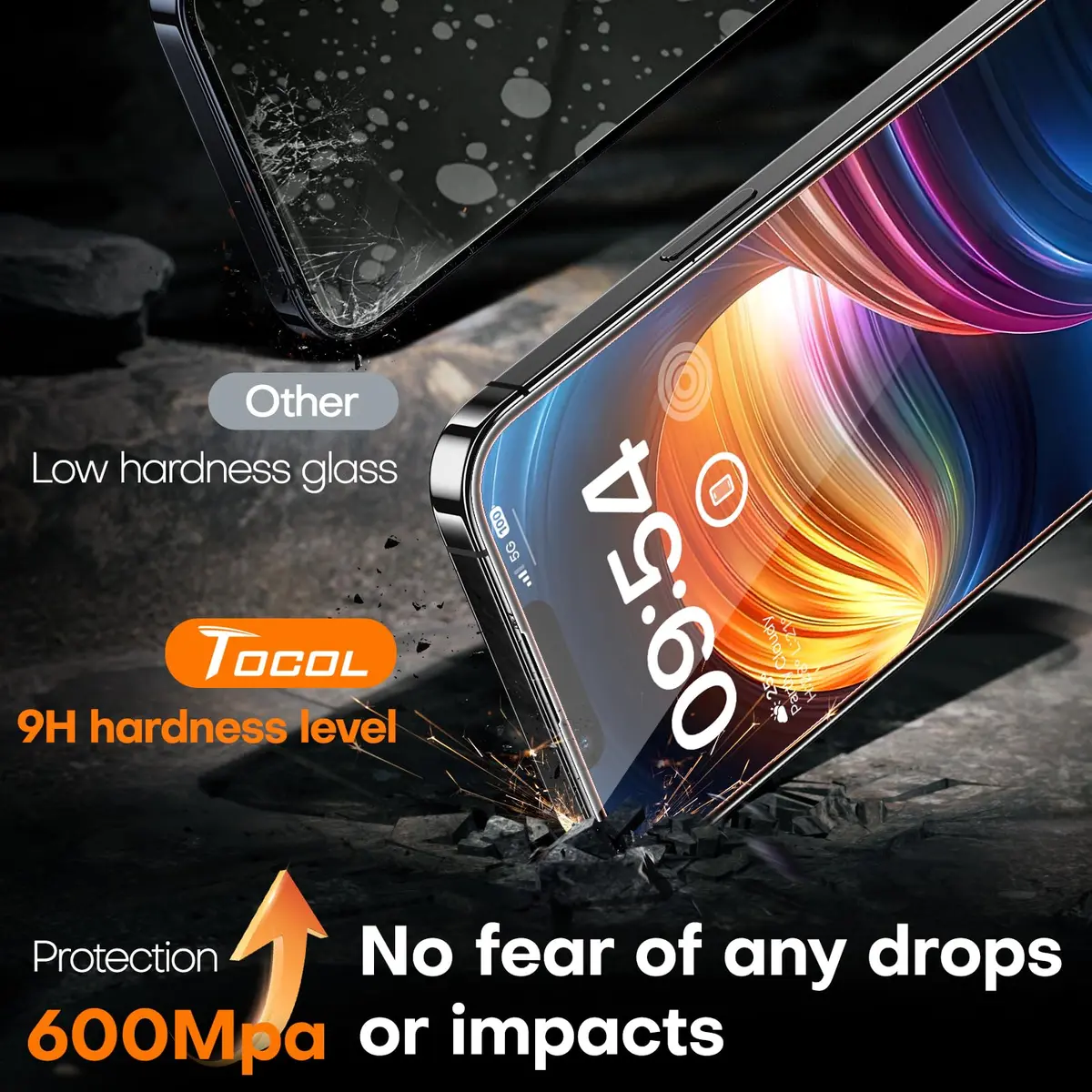 TOCOL iPhone 14 Screen Protector 6.1" | Auto-Install, 9H+ Impact & Scratch Resistance - view 4