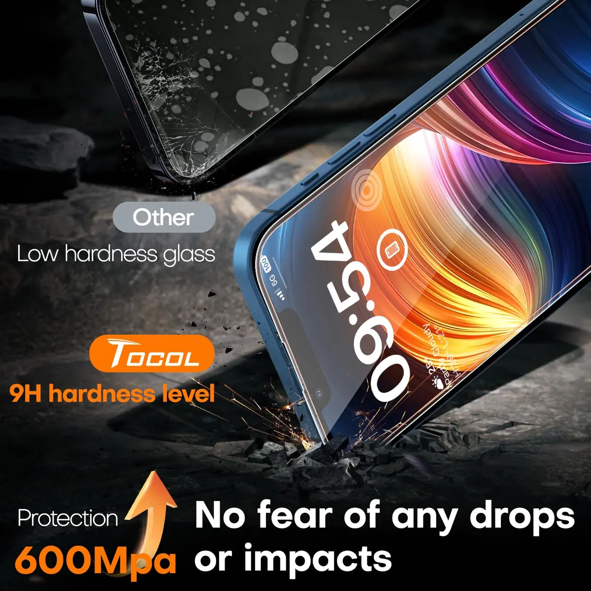 TOCOL iPhone 13 Screen Protector 6.1" | Easy Auto Installation & Impact Protection - view 4
