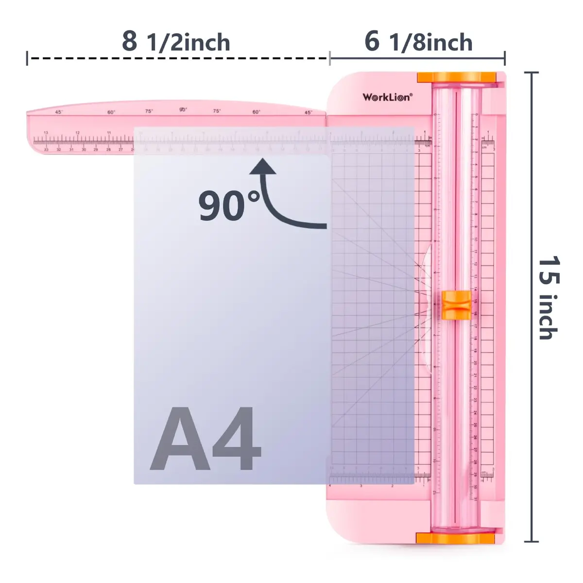 WORKLION Paper Cutter Pink 12 Inch | Safe, Precise & Portable Crafting Tool - view 2