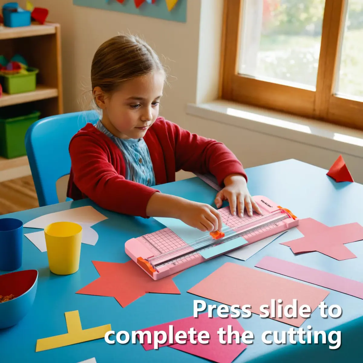 WORKLION Paper Cutter Pink 12 Inch | Safe, Precise & Portable Crafting Tool - view 3