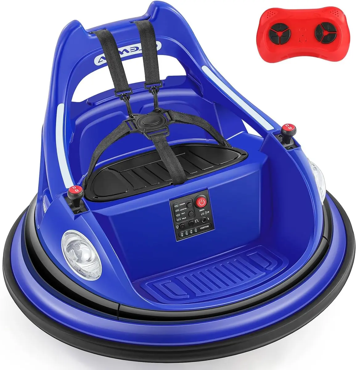 ELEMARA Electric Bumper Car for Kids 12V | Max 1.9MPH, Parent Remote, 2 Modes, Music, Lighting, Navy - main product image