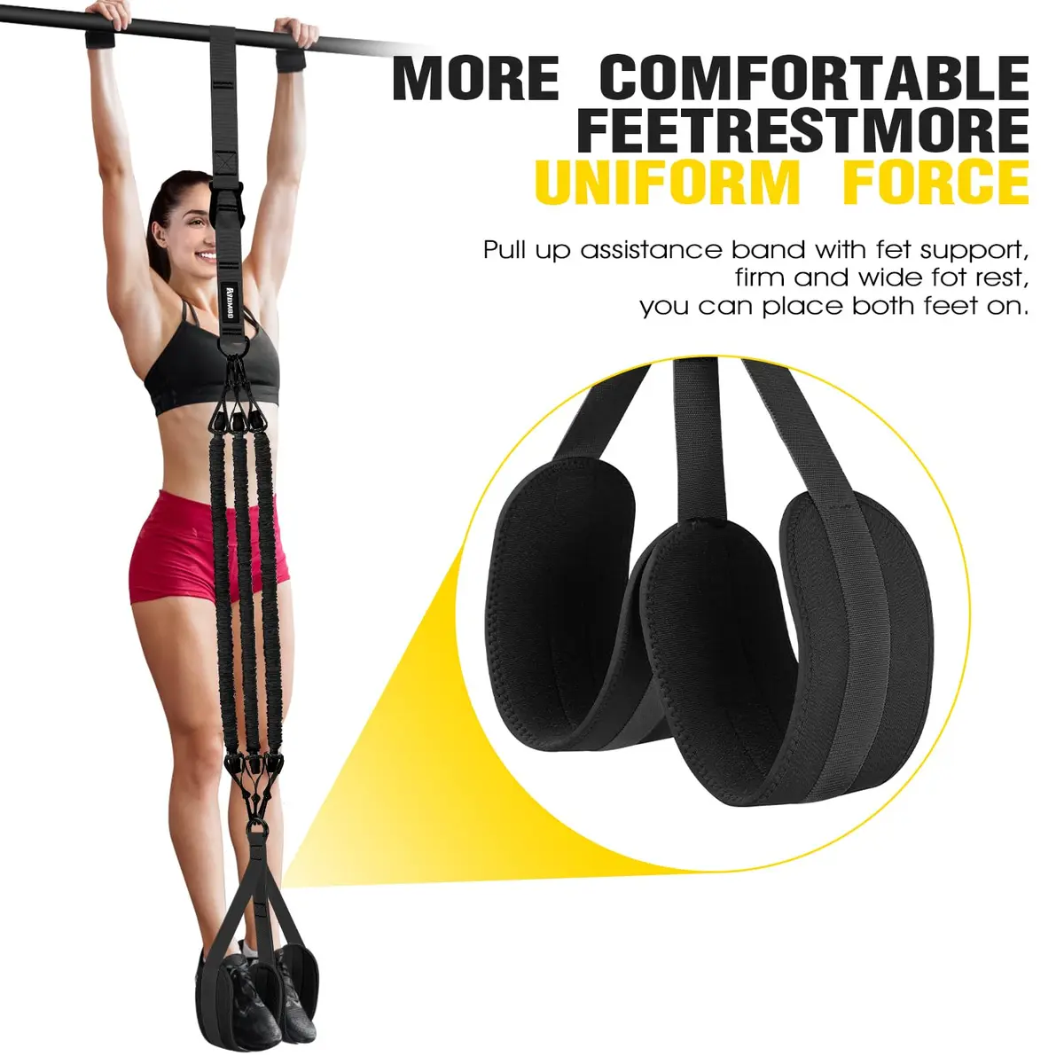 Ayombo Adjustable Pull Up Assistance Bands Set | 75lb-300lb Resistance, Natural Rubber Latex Tubes, 1.36kg (3lb) - view 9