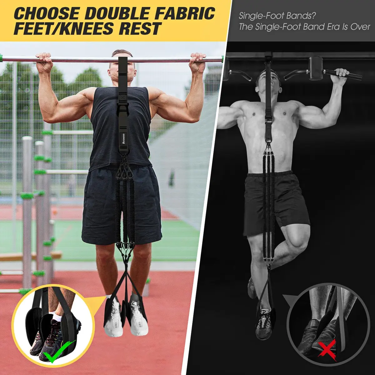 Ayombo Adjustable Pull Up Assistance Bands Set | 75lb-300lb Resistance, Natural Rubber Latex Tubes, 1.36kg (3lb) - view 3