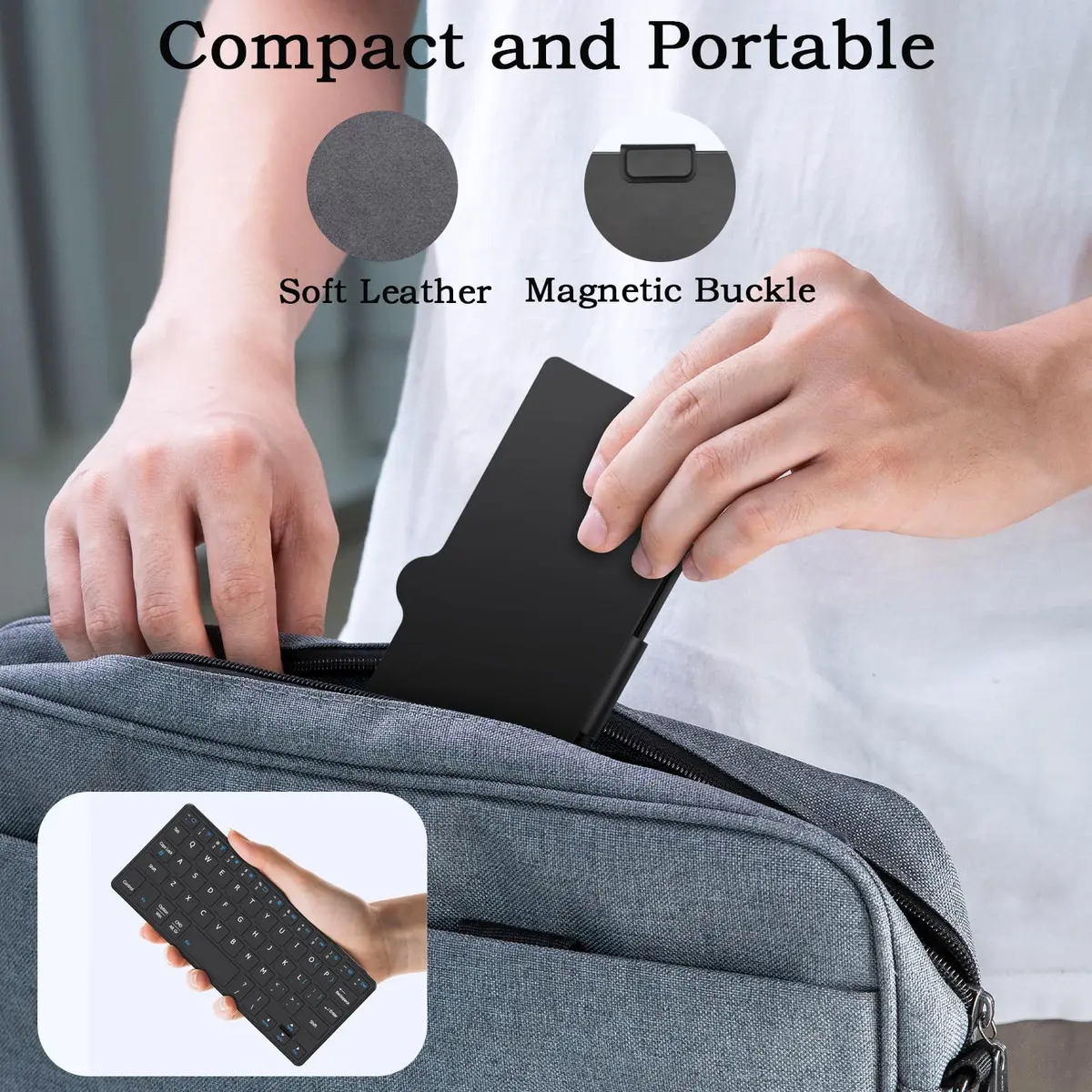 Kenkor Portable Wireless Mini Keyboard with Adjustable Stand | Bluetooth, Rechargeable, Compact & Lightweight - view 6