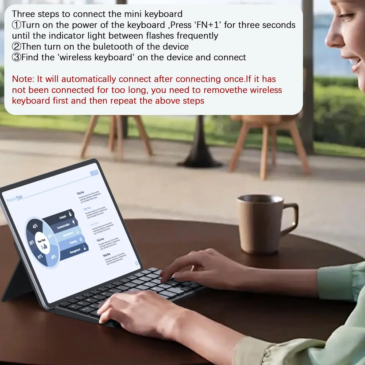 Kenkor Portable Wireless Mini Keyboard with Adjustable Stand | Bluetooth, Rechargeable, Compact & Lightweight - view 7