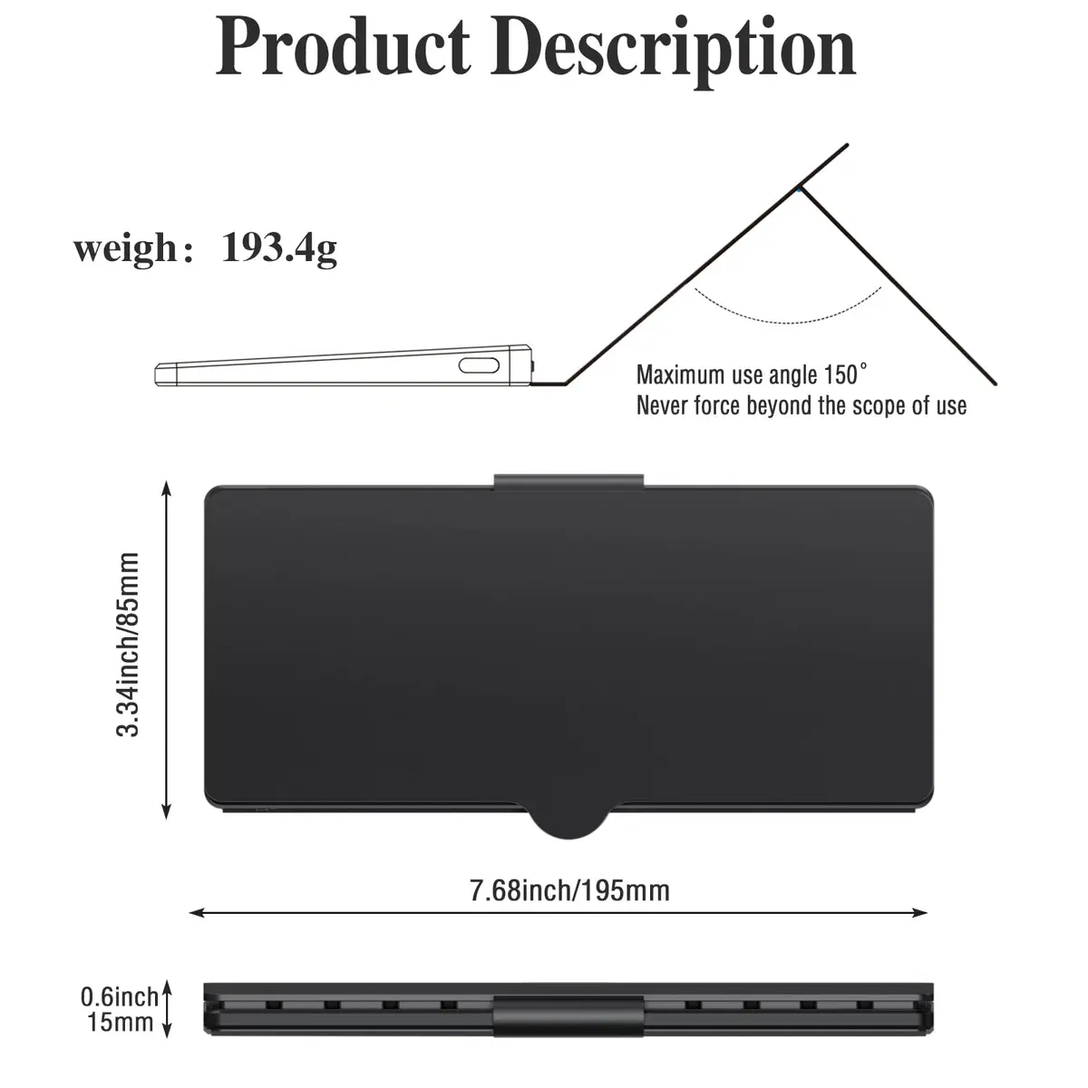 Kenkor Portable Wireless Mini Keyboard with Adjustable Stand | Bluetooth, Rechargeable, Compact & Lightweight - view 2