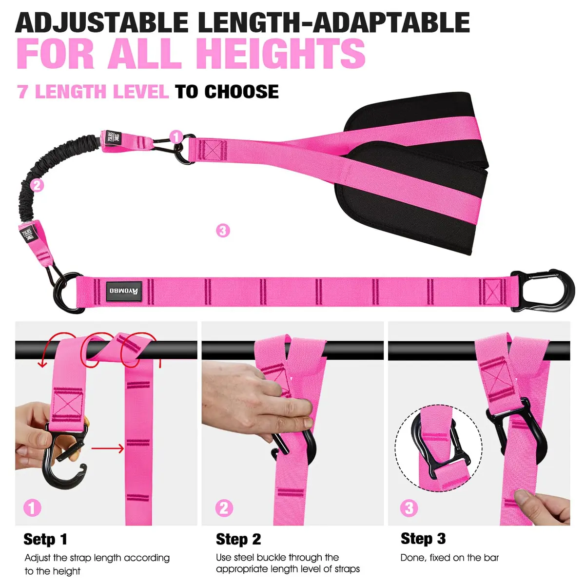 Ayombo Heavy Duty Pull Up Assistance Bands with Foot Strap, 75lb-300lb Resistance | 4-Pack Natural Rubber Latex Tubes - view 7
