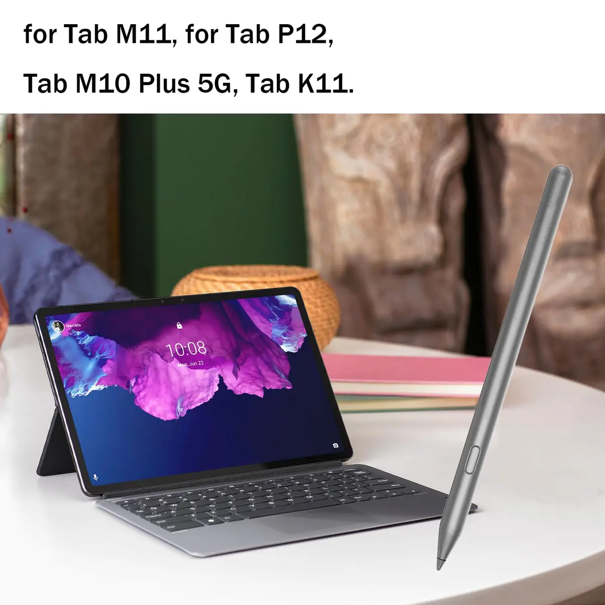 Dakexiong Silver Input Pen for Lenovo Tab Plus AP500U/AP501U | 4096 Pressure Levels, Magnetic Attachment - view 3