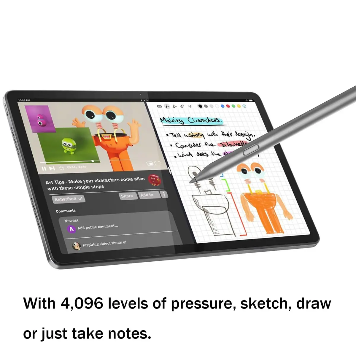 Dakexiong Silver Input Pen for Lenovo Tab Plus AP500U/AP501U | 4096 Pressure Levels, Magnetic Attachment - view 4