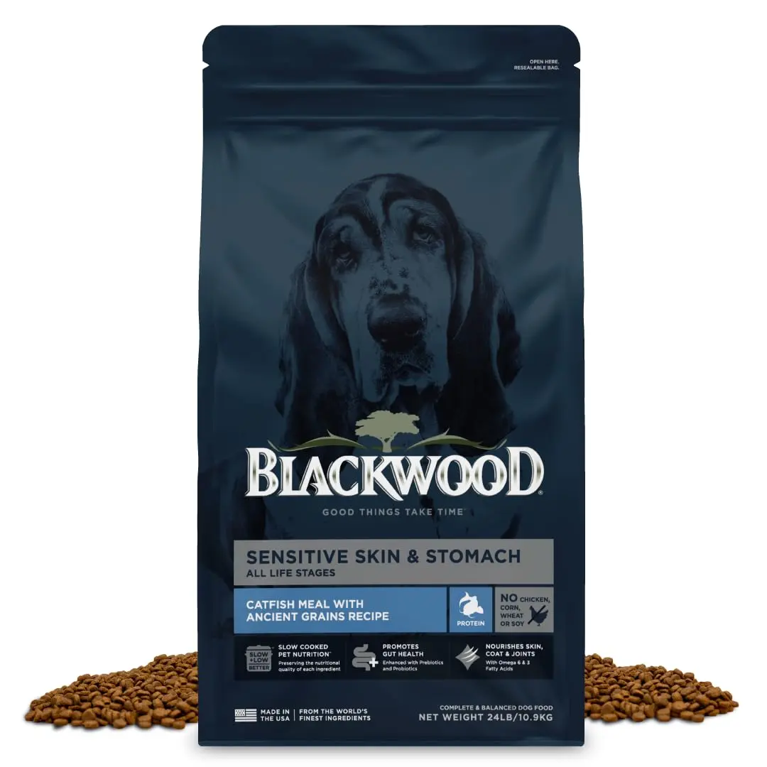 Blackwood Sensitive Skin & Stomach Dry Dog Food, 24 lb | Catfish Meal & Ancient Grains, USA - main product image