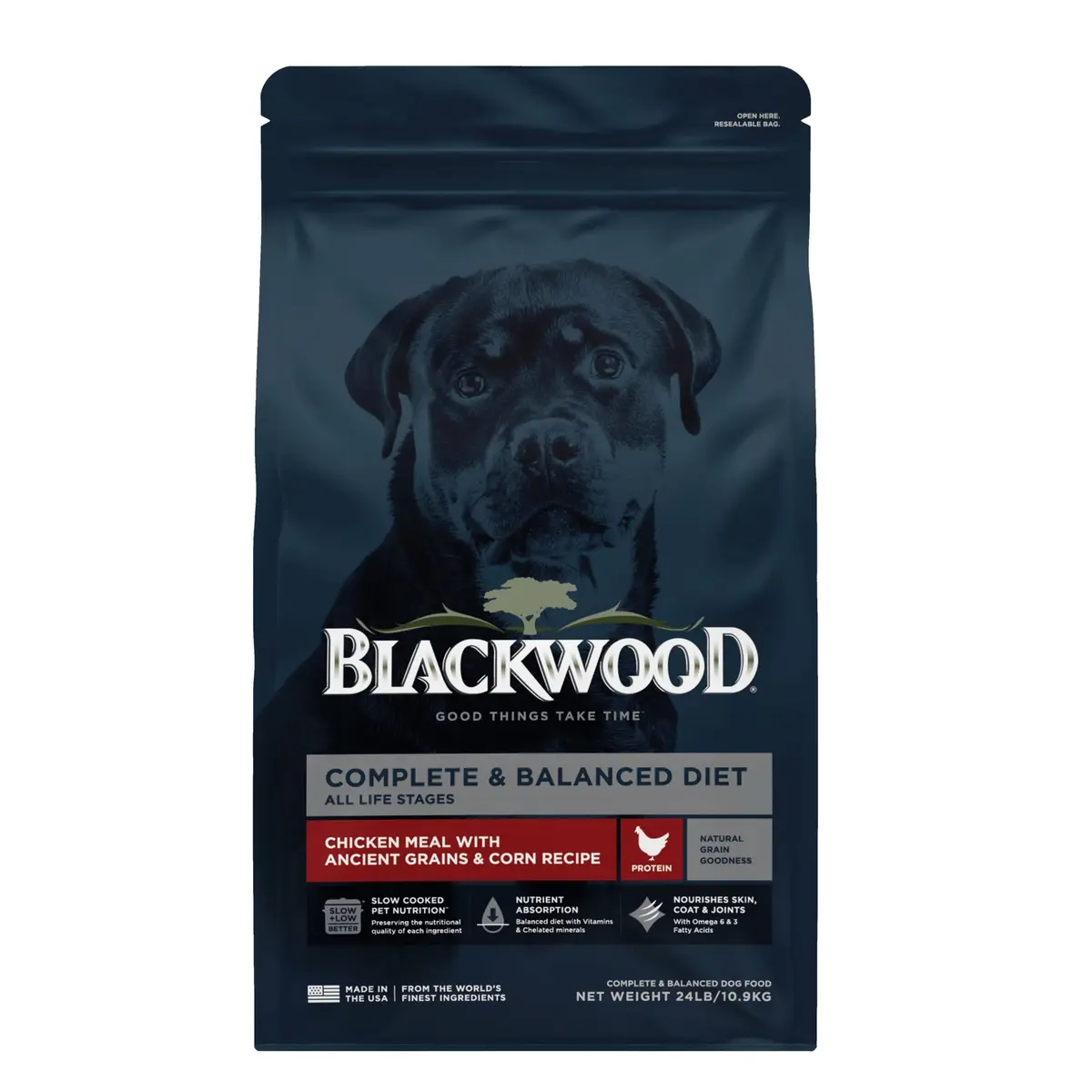 Blackwood Complete & Balanced Dry Dog Food, Chicken Meal, 24 lb | Supports Digestion & Coat - main product image