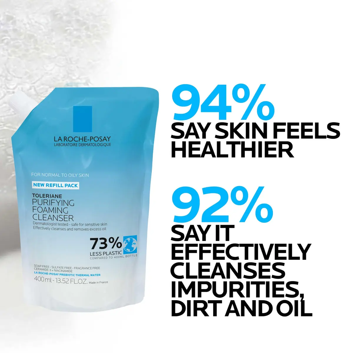 La Roche-Posay Toleriane Purifying Foaming Facial Cleanser 400ml (13.52 Fl Oz) | Gentle Face Wash for Oily, Normal, Sensitive Skin - view 2