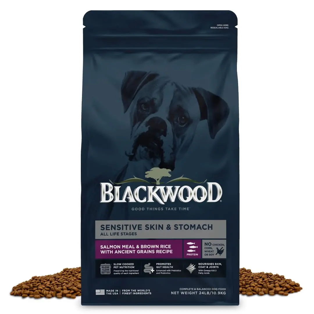Blackwood Sensitive Premium Dry Dog Food, Salmon Meal & Brown Rice, 24 lb | Supports Skin & Digestion - main product image