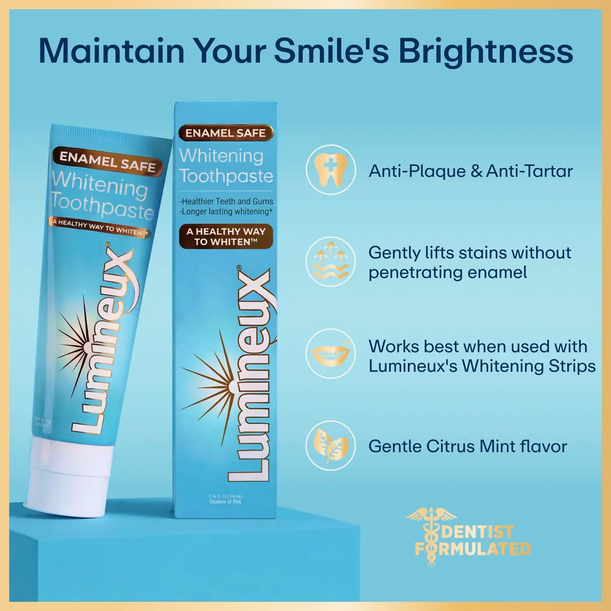 Lumineux Whitening Starter Set 7 Strip Treatments & 2 Pack Toothpaste | Peroxide-Free Enamel-Safe Whitening - view 5