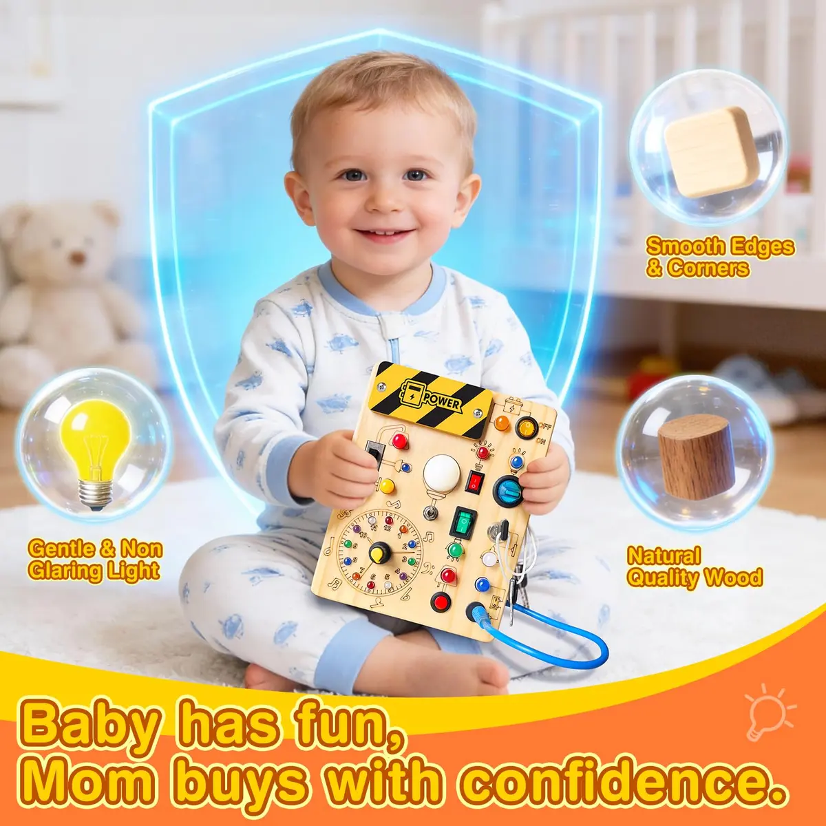 Grarain Busy Board for Toddlers 1-3 Years | Montessori Sensory Toy for Autism & Travel - view 3