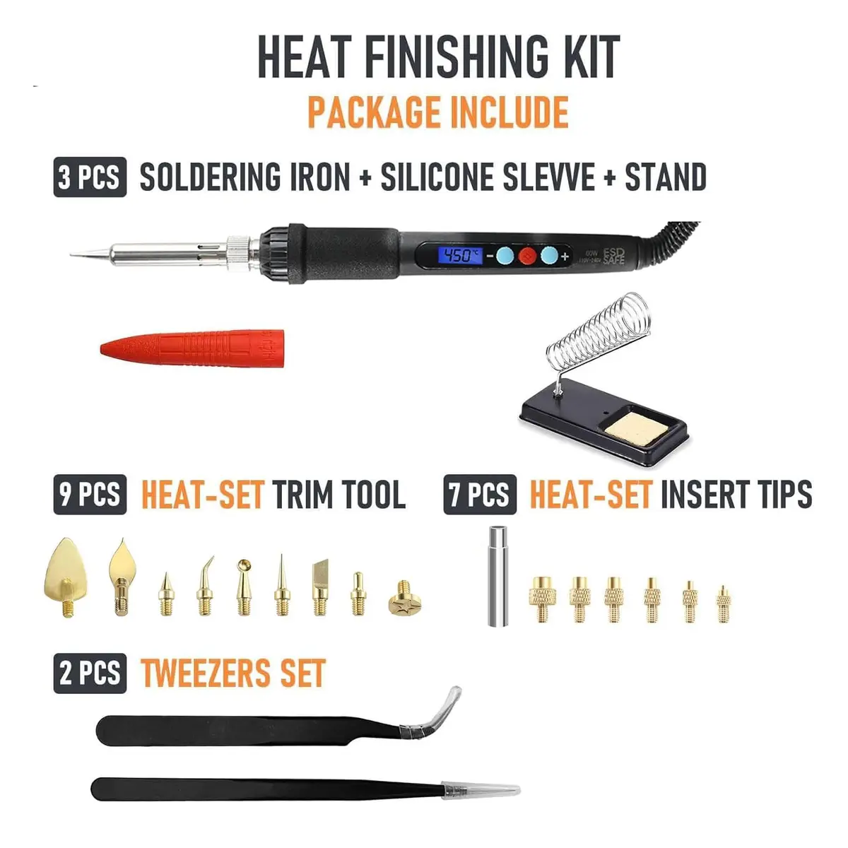 RETUXEP 21PCS 3D Printing Accessories Smoothing Tool Kit | Heat-Set Nut & Fine-Tuning Tips (120c) - view 2
