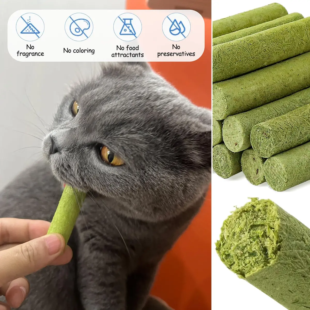 HavenJanny Cat Grass Teething Stick 100g (3.52 oz) | Chicken Flavor for Dental Health & Hairball Control - view 6