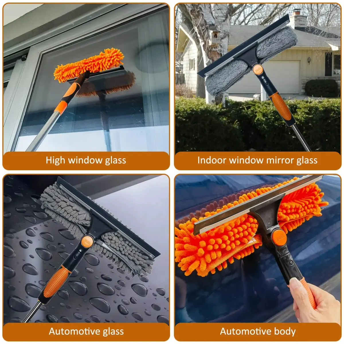 Tonmp 20 ft+ Reach Window Cleaner Duster Kit with 14 ft Extension Pole & 3 Pads | Cleans High Windows Safely - view 5