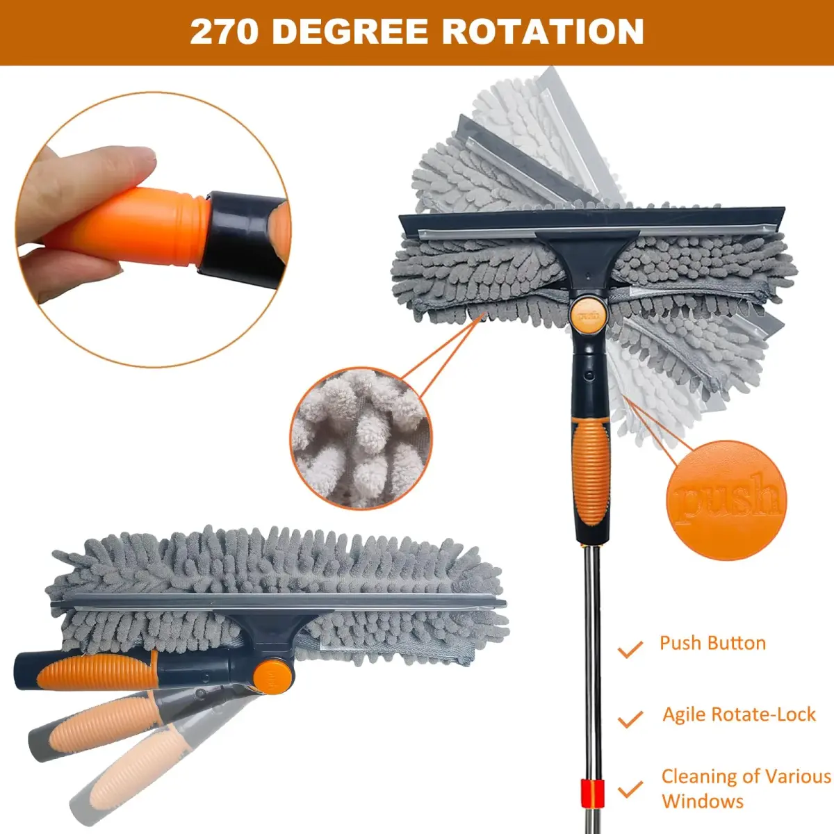 Tonmp 20 ft+ Reach Window Cleaner Duster Kit with 14 ft Extension Pole & 3 Pads | Cleans High Windows Safely - view 3