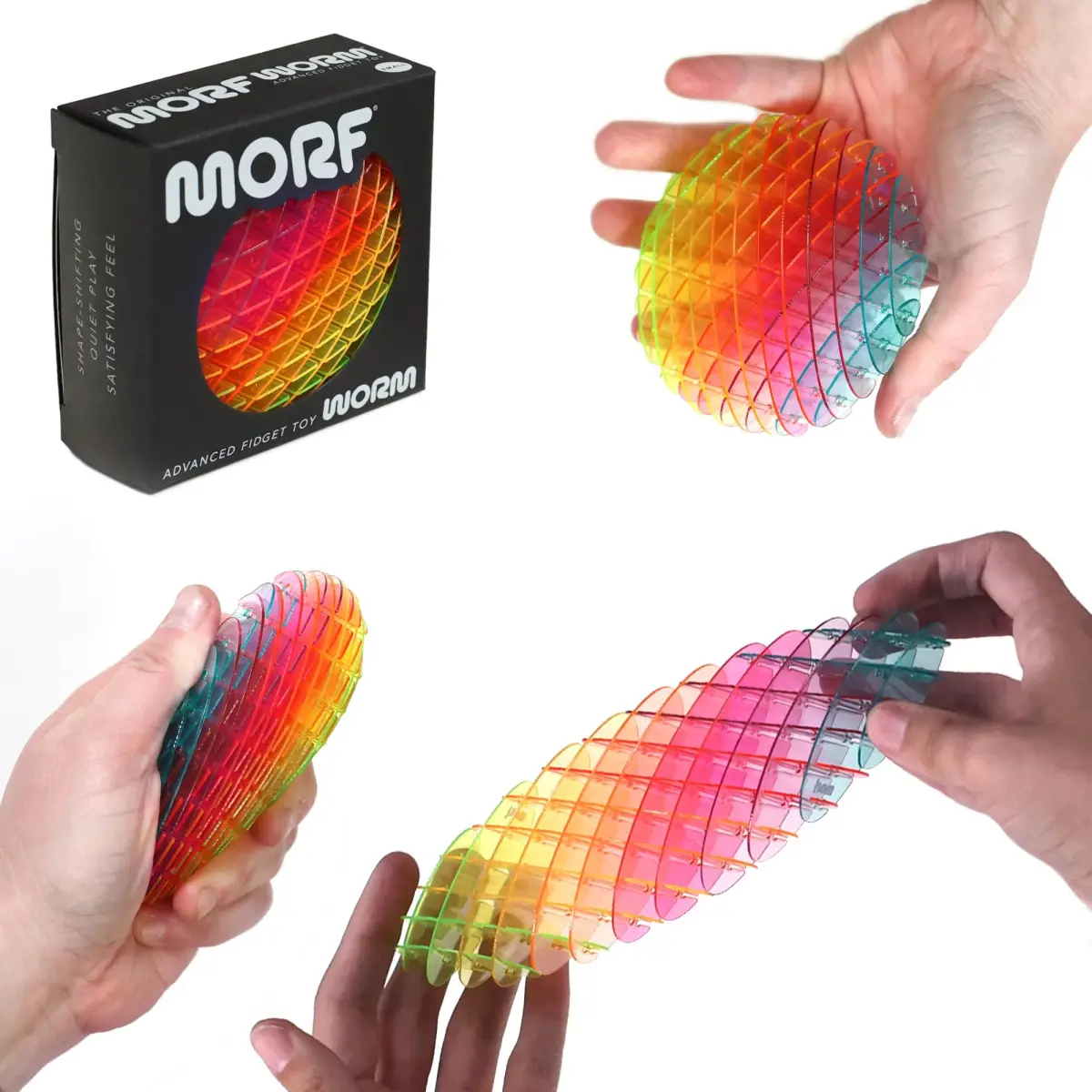 morf Worm 3D Sensory Figgy Fidget Toy, Rainbow, Small | ASTM-Tested, BPA-Free - main product image