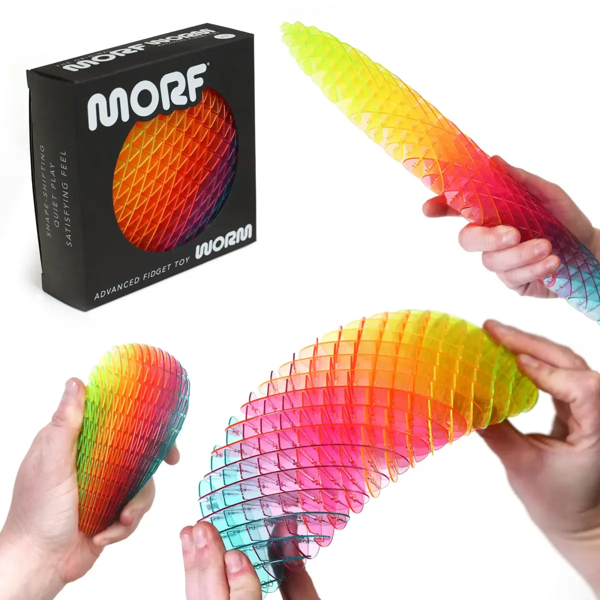 morf Worm 3D Sensory Fidget Toy, Rainbow, Large (7.6 cm L x 3 cm W x 2.5 cm H) - main product image