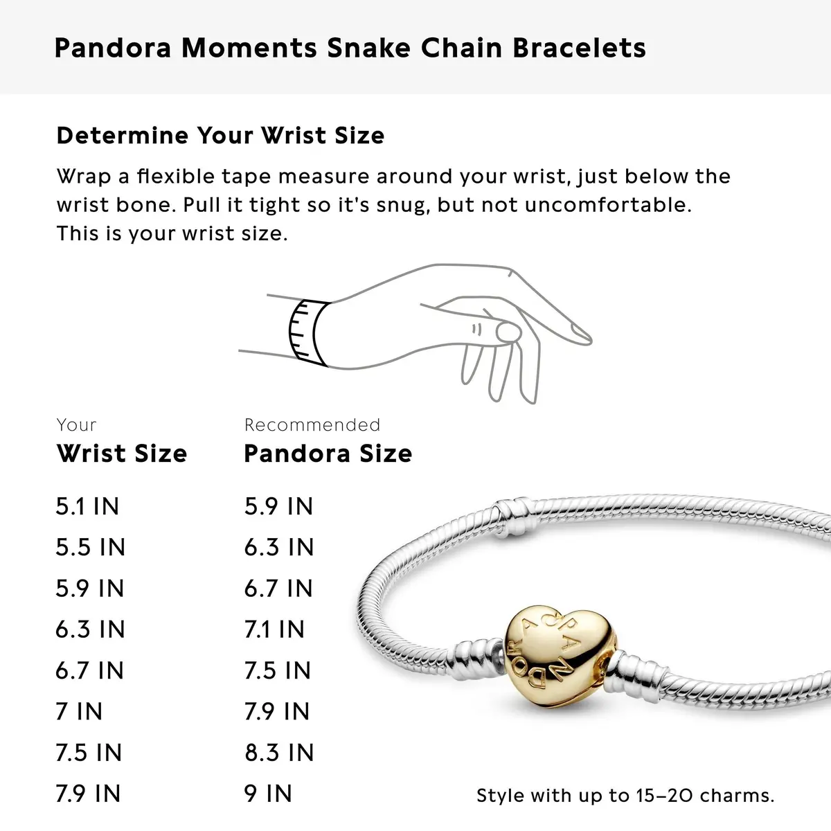 PANDORA Moments Engravable Heart Clasp Snake Chain Bracelet, 6.7" | Heart-shaped Clasp & 14k Gold Plated - view 7