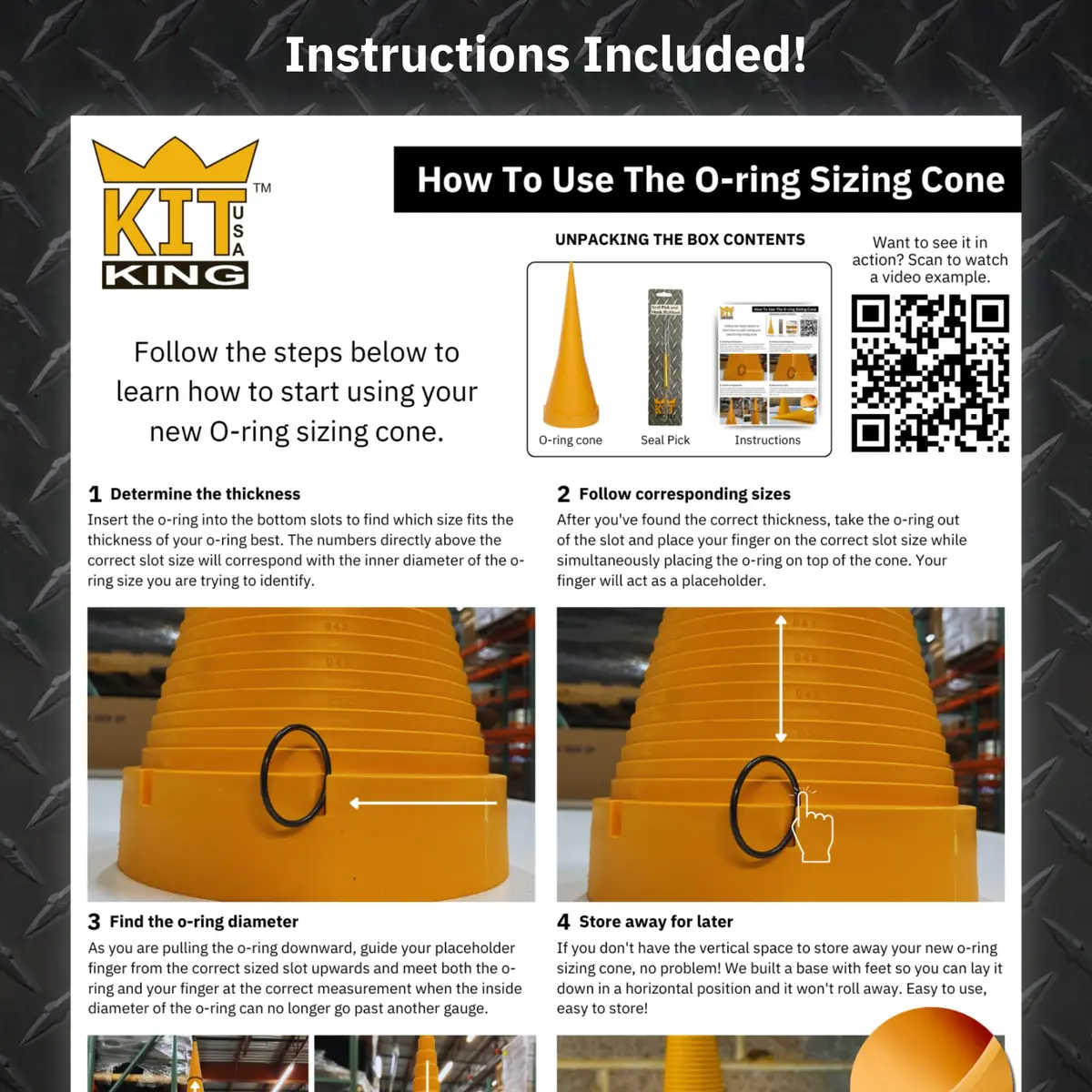 Kit King USA O Ring Sizer Cone & Seal Puller | Imperial AS568 Sizes | 17.5 inch Tall, Heavy Duty - view 8