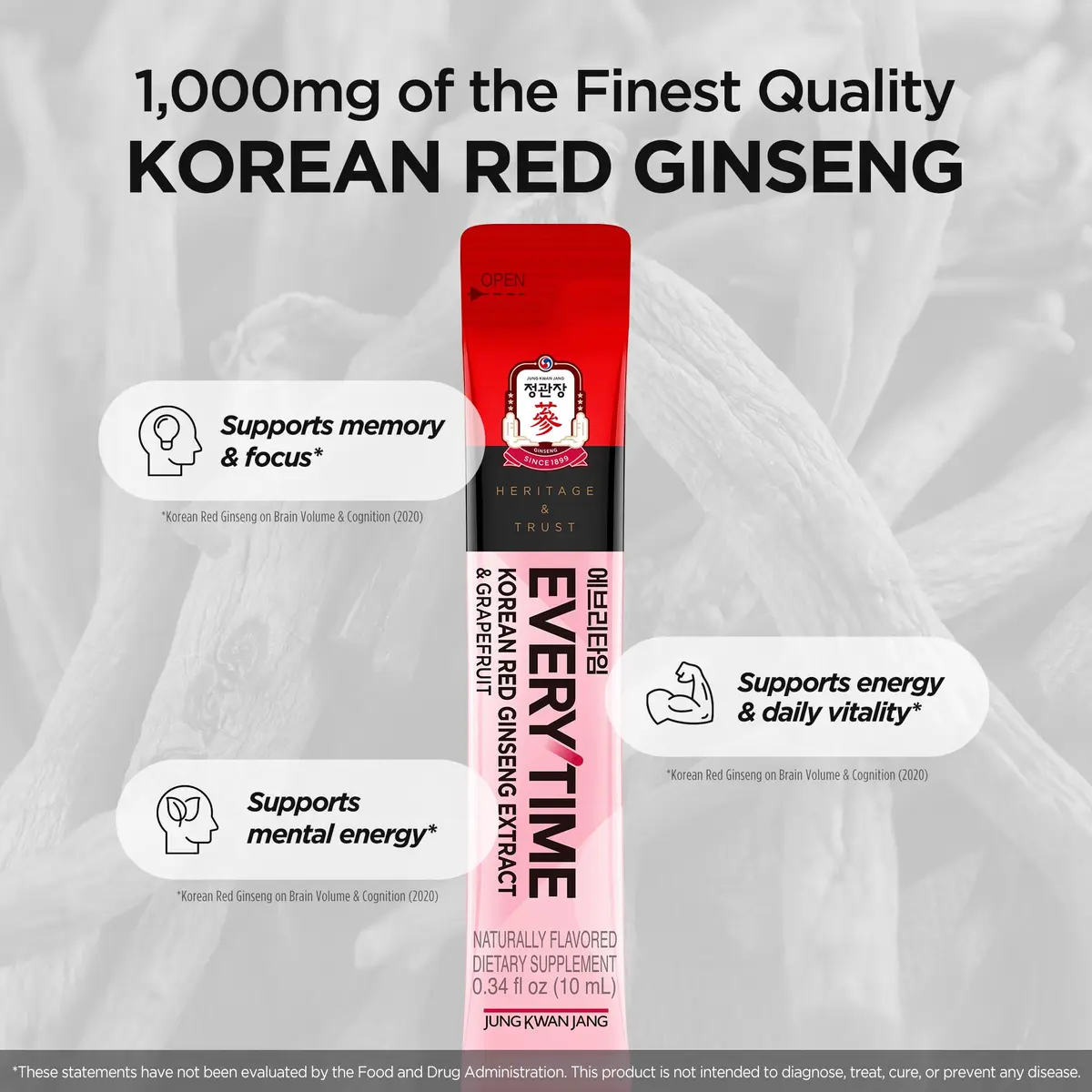 JUNG KWAN JANG Everytime Korean Red Ginseng Extract & Grapefruit 10 Sticks | Vegan Ginseng Root Energy Drink Support - view 6