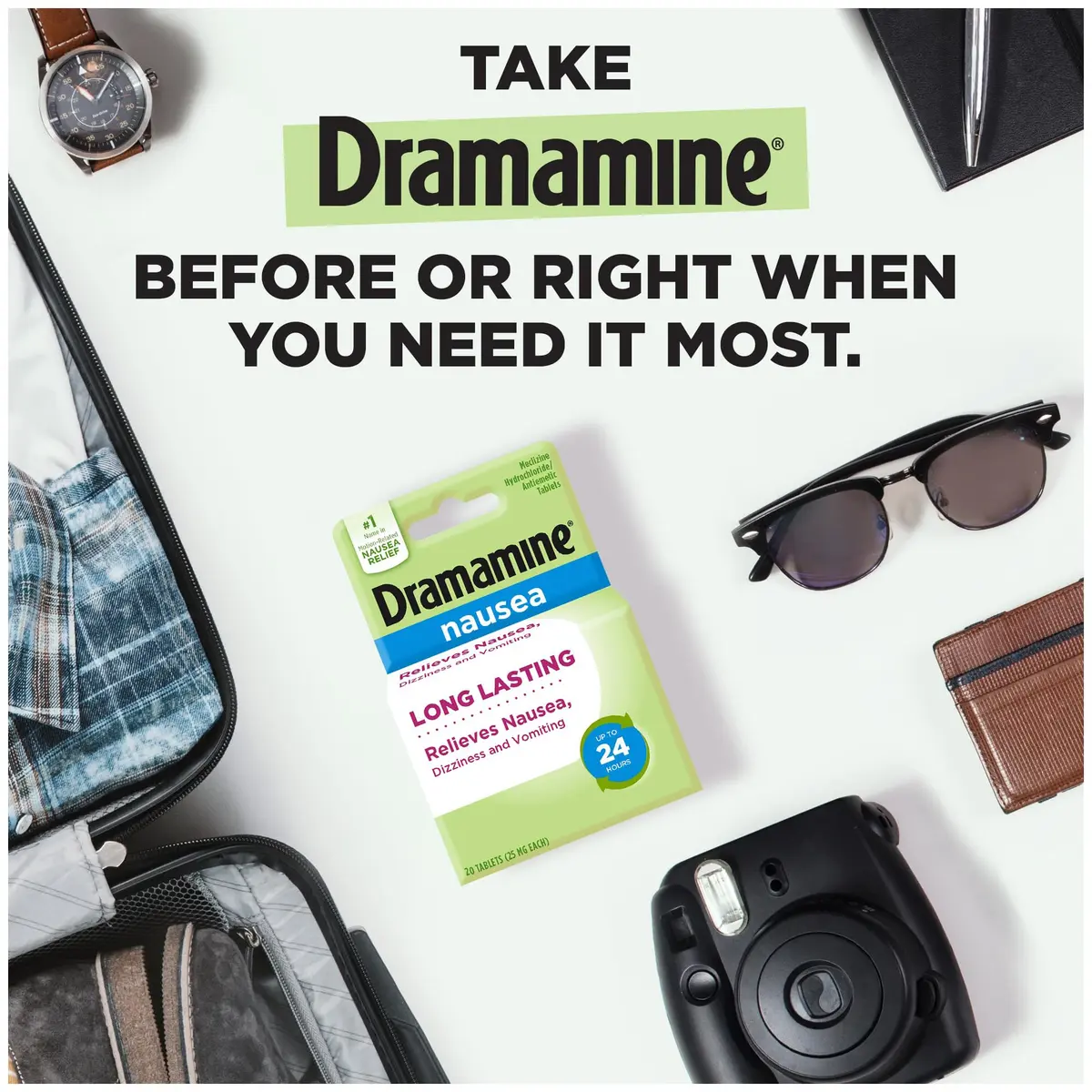 Dramamine Nausea Relief Tablets Long-Lasting 20 Count (20 Tablets) - view 3