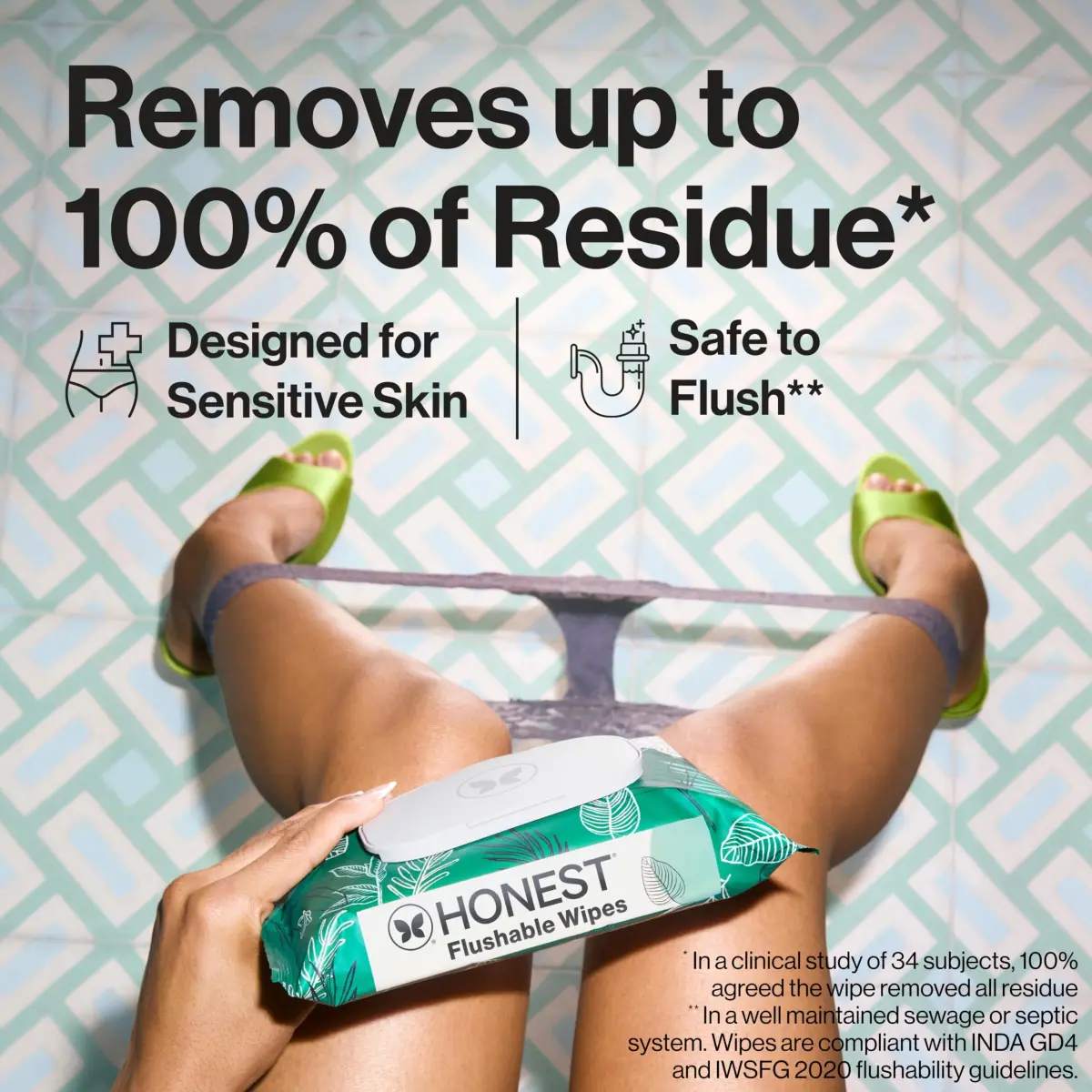 The Honest Company Flushable Wipes Tropical Leaves 126ct | Hypoallergenic & Septic Safe - view 2