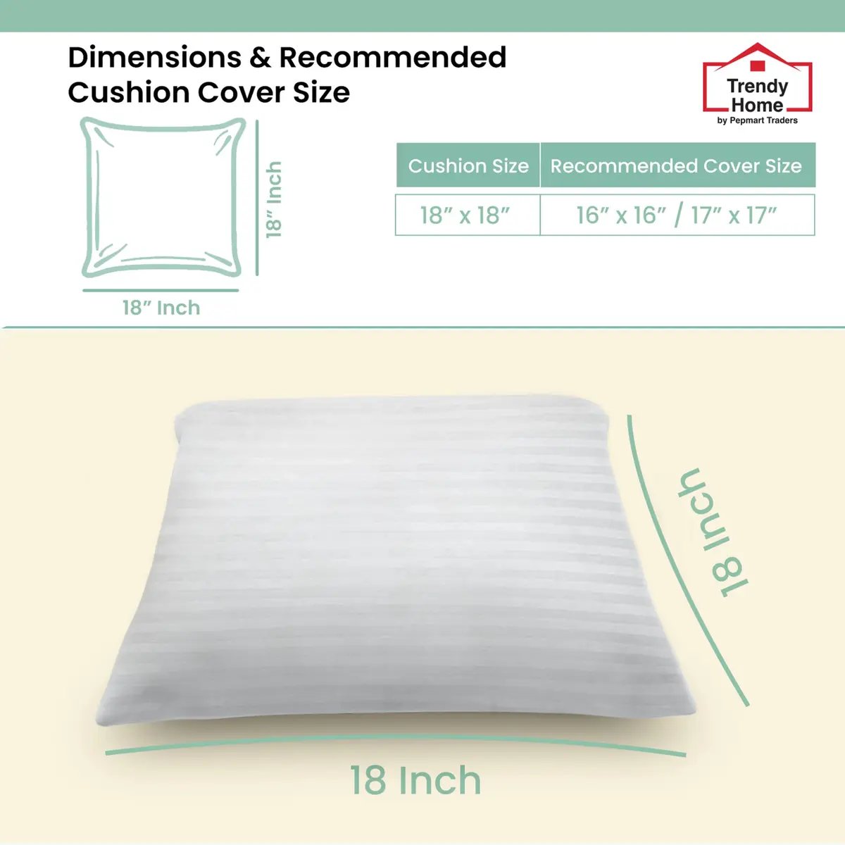 Trendy Home 18x18 Throw Pillow Insert (Set of 2, White) Hypoallergenic, Durable & Machine Washable (70-120 chars) - view 6