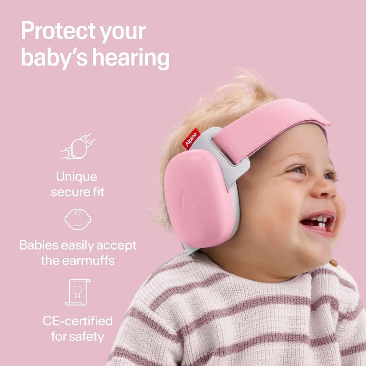 Alpine Hearing Protection Baby Ear Muffs Noise Reduction | Toddler Ear Defenders, 24dB, CE & ANSI Certified - view 2