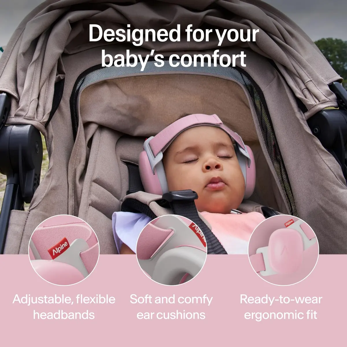 Alpine Hearing Protection Baby Ear Muffs Noise Reduction | Toddler Ear Defenders, 24dB, CE & ANSI Certified - view 3