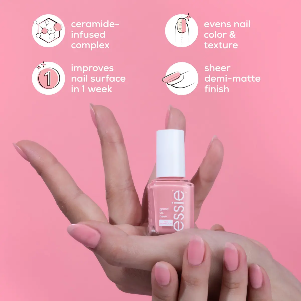 essie Ceramide-Infused Nail Treatment 0.46 Fl Oz | Vegan Concealer & Perfector for Damaged Nails - view 6