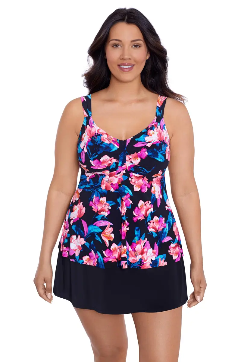 Trimshaper Womens Adjustable Lily Swim Tankini with Built-in Bra Support, Primavera, 14 | Supportive, Adjustable, Stylish - main product image