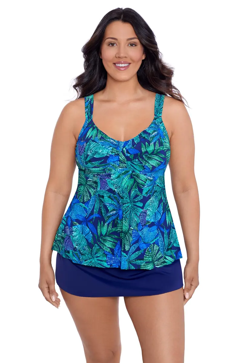 Trimshaper Womens Adjustable Lily Swim Tankini with Built-in Bra Support, Mosaic Jungle, 14 | Supportive, Flattering Fit for Indian Water Activities - main product image