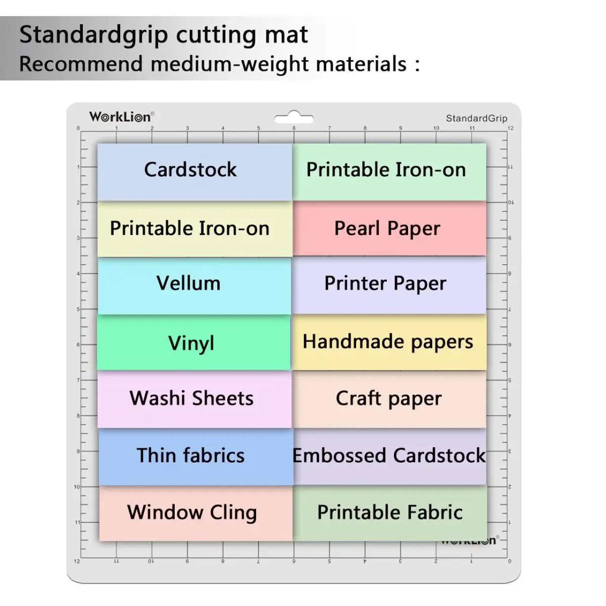WORKLION Cutting Mat 12x12 Inch (6 Mats) | 4 Standard, 1 Light, 1 Strong Adhesive for Silhouette Cameo - view 3