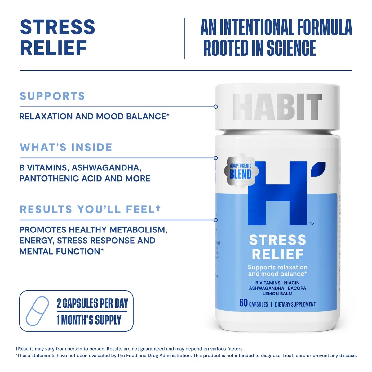 Health By Habit Stress Relief Capsules 60 | Supports Relaxation & Mood Balance, Vegan, Non-GMO - view 4