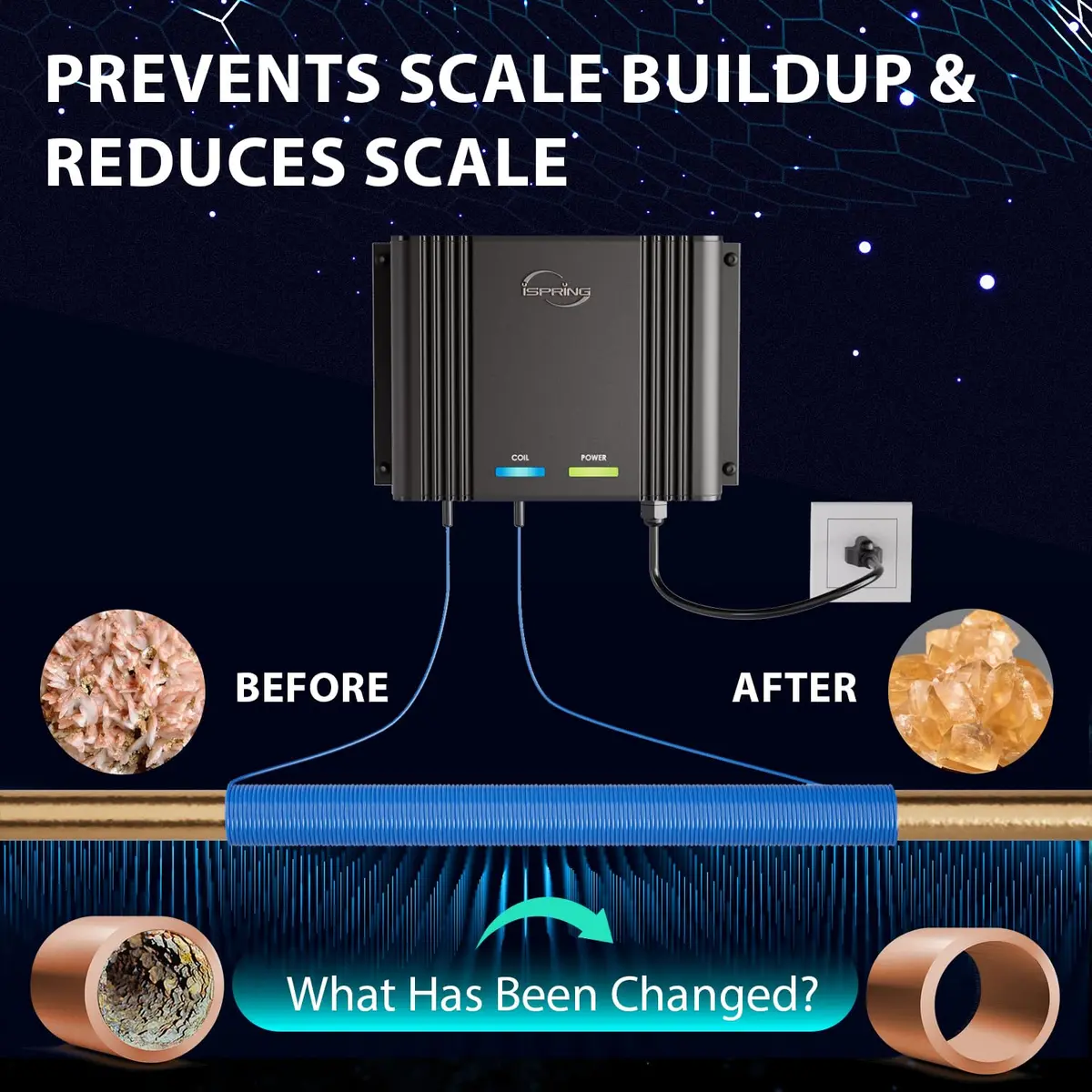 iSpring EDV2 Whole House Electronic Water Descaler 4 lb (1.81 kg) | Salt-Free System for Limescale Reduction - view 5