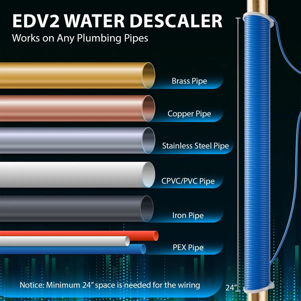 iSpring EDV2 Whole House Electronic Water Descaler 4 lb (1.81 kg) | Salt-Free System for Limescale Reduction - view 7