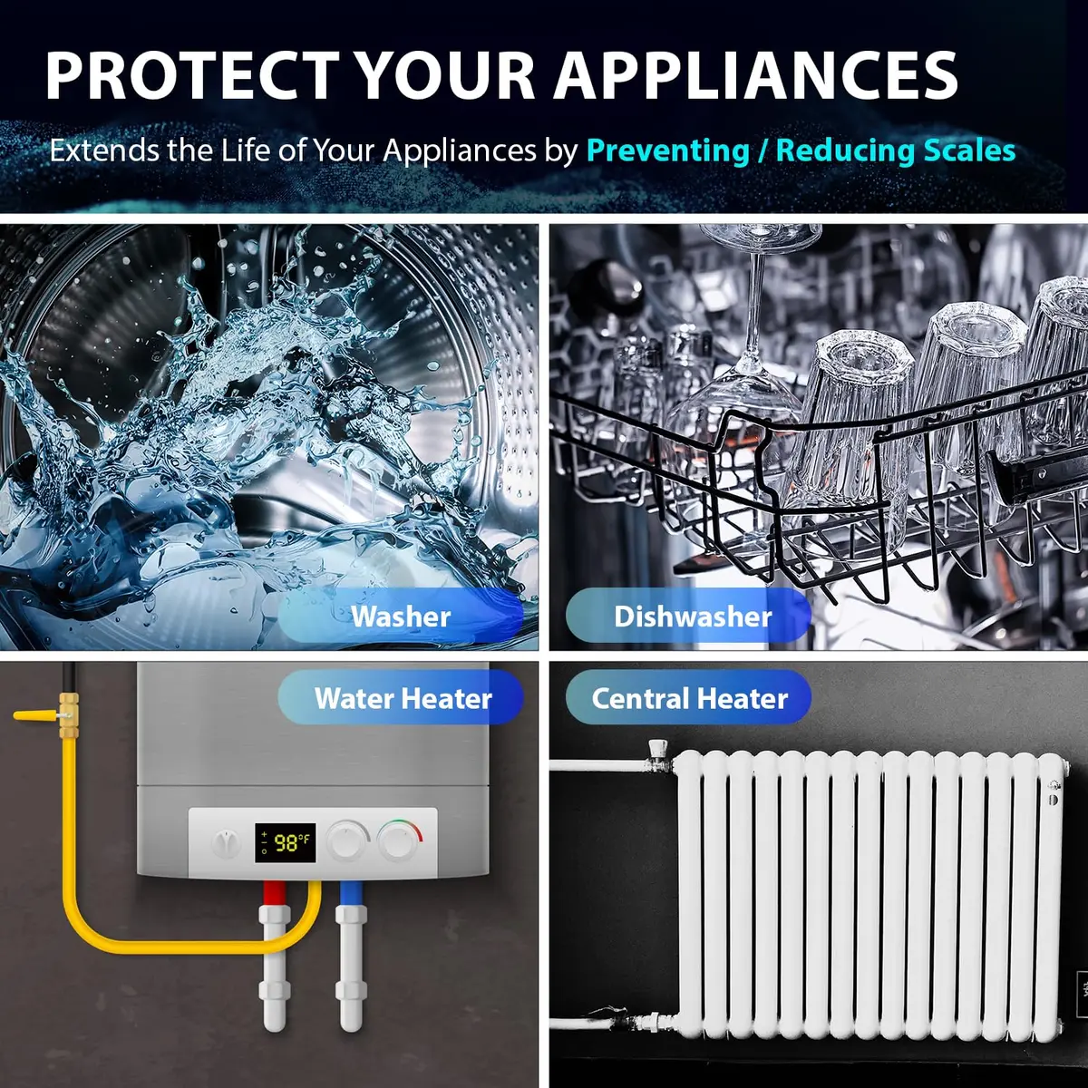 iSpring EDV2 Whole House Electronic Water Descaler 4 lb (1.81 kg) | Salt-Free System for Limescale Reduction - view 2