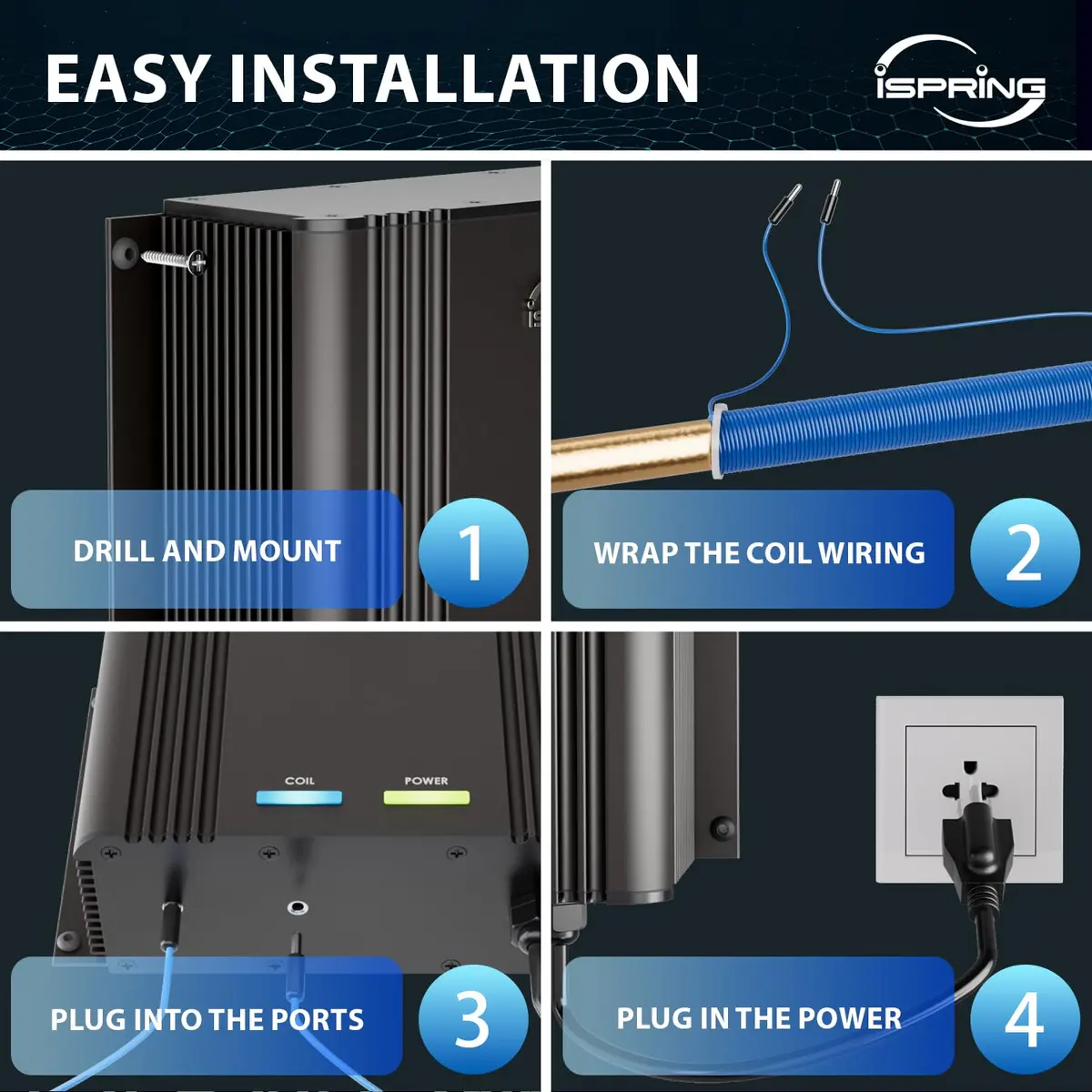 iSpring EDV2 Whole House Electronic Water Descaler 4 lb (1.81 kg) | Salt-Free System for Limescale Reduction - view 4
